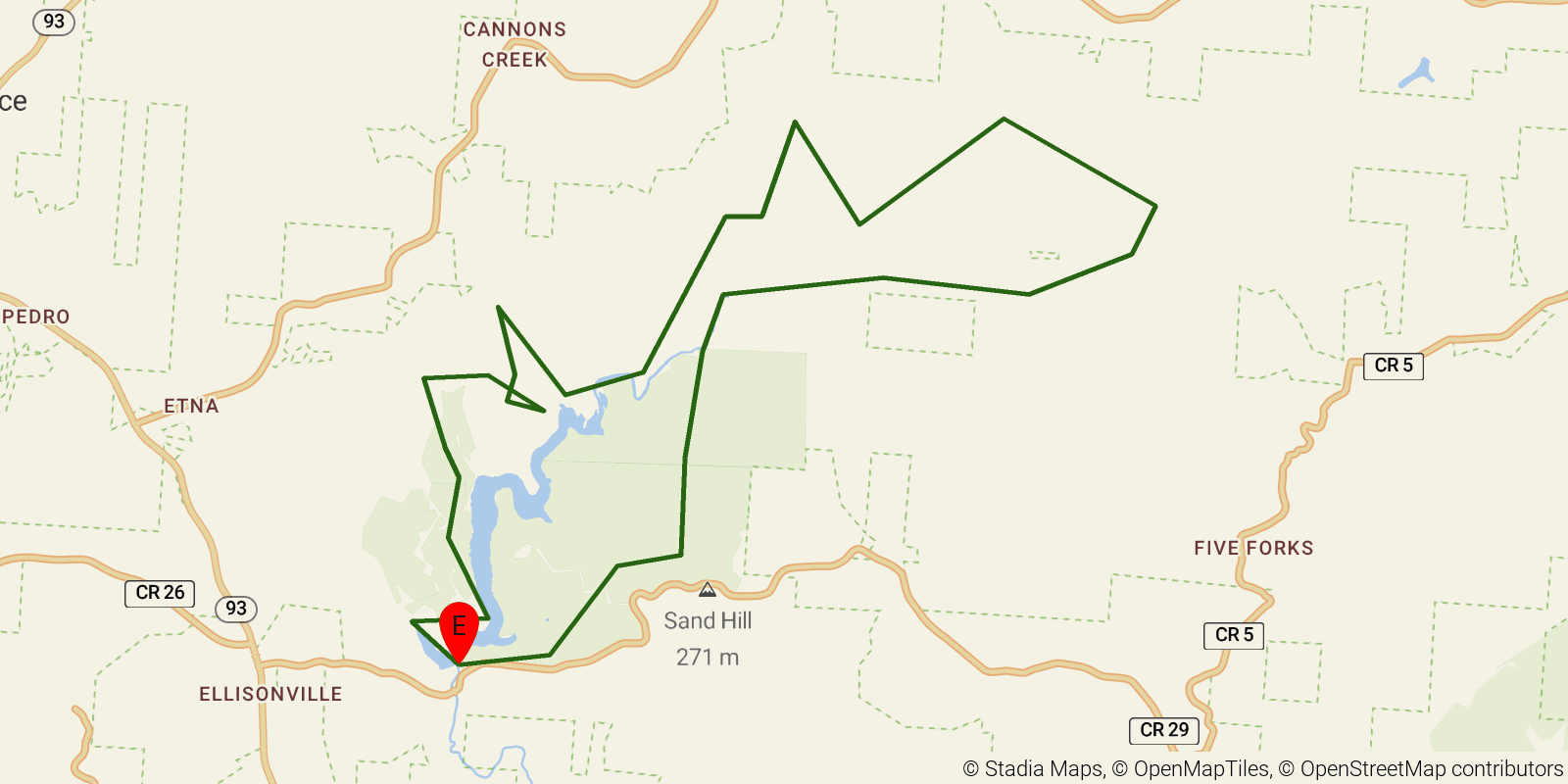 Route map of the Vesuvius Backpack Trail on OpenStreetMap terrain